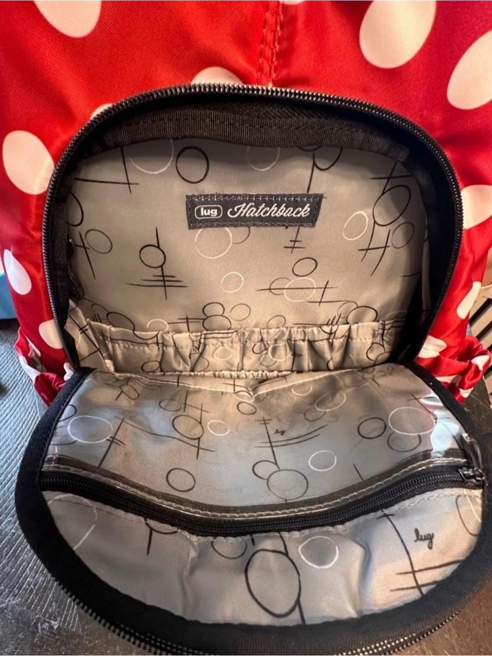 Lug Hatchback 3 Disney Minnie Mouse Style Crimson Polka Dot Backpack NWT Travel